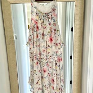 Strapless high/low floral chiffon dress - small